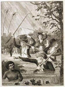 Marsch durch einen Sumpf oder Morast in Terra Firma von John Gabriel (after) Stedman