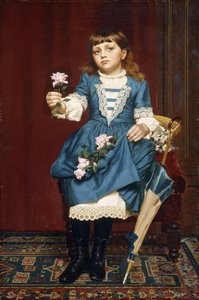 Daisy McComb hält eine rosa Rose, 1888