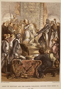 Simon de Montfort und die Barone fordern Reformen von Heinrich III., 1258, graviert von Thomas Bolton