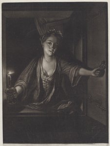 Mädchen mit einer Kerze von John Greenwood after Nicolaas Verkolje