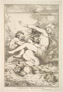 Eifersüchtiges Monster aus Fünfzehn Radierungen Sir Joshua Reynolds gewidmet, 8. Dezember 1778 von John Hamilton Mortimer