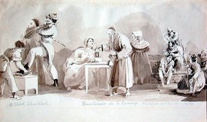 Ein Straßenputzer, Questuario di S. Lorenzo und die Mauer von St. Lucia, Neapel