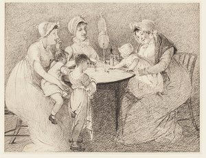 Ein Kinderspiel mit Spinnrad, 1807 von John Harden