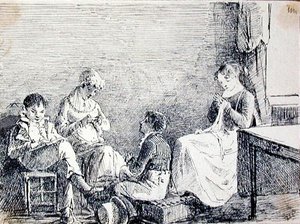 Familiengruppe in einem Innenraum von John Harden