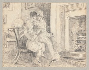 Drei am Feuer, mit John W im Alter von 3 Jahren, 1812 von John Harden