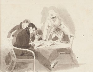 Zwei Jungen bei den Hausaufgaben, 1811 von John Harden