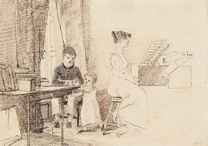 Zwei Kinder und eine Frau am Klavier, 1807