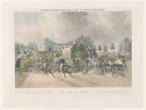 Ansicht der Sutton High Street bei der Cock Herberge von John Harris
