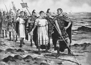 Konstantin zeichnet die Grenzen der neuen Hauptstadt (Lithografie) von John Harris Valda
