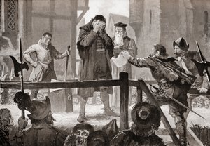 Griffenfeldts Begnadigung auf dem Schafott, nach dem Gemälde von John Harris Valda, aus Hutchinson
