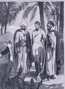 1853 brach David Livingstone mit einer kleinen Gruppe Einheimischer zu einer 1000 Meilen langen Reise durch Sümpfe und Wälder auf, Newnes Pictorial Knowledge, veröffentlicht von Newnes, ca. 1950er Jahre von John Harris Valda