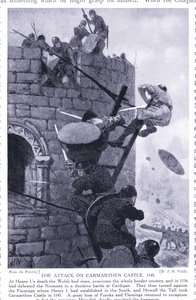 Der Angriff auf die Burg Carmarthen AD1136, 1920er Jahre