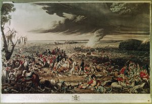 Das Feld von Waterloo am Morgen nach der denkwürdigen Schlacht am 18. Juni 1815, graviert von M. Dubourg