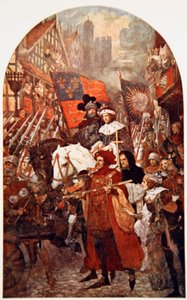 Band marschiert zur Unterstützung von Edward IV. in der Schlacht von Barnet
