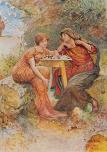 Ferdinand und Miranda in Der Sturm aus Kindererzählungen von Shakespeare von Edith Nesbit (1858-1924), veröffentlicht von Raphael Tuck & Sons Ltd., London (Buchillustration) von John Henry Frederick Bacon