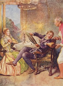 Katharina und Petruchio in Der Widerspenstigen Zähmung aus Kindererzählungen von Shakespeare von Edith Nesbit (1858-1924), veröffentlicht von Raphael Tuck & Sons Ltd., London (Buchillustration) von John Henry Frederick Bacon
