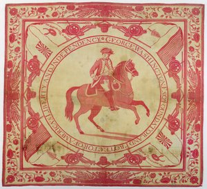 Tuch mit Darstellung von George Washington (1732-99) zu Pferd, 1777-89