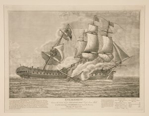 Gefecht zwischen der US-Fregatte Constitution und der britischen Fregatte Guerrière von John James Barralet