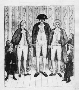 Drei Riesen mit einer Gruppe von Zuschauern, 1784 von John Kay