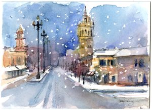Plaza im Winter, 2015 von John Keeling