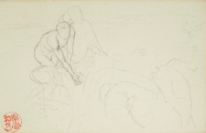 Achilles und Xanthus, aus La Farge-Folios Nr. 849 und Nr. 860, eine von 42 Zeichnungen