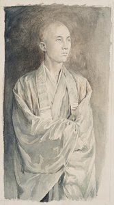Porträt eines Priesters im Tempel von Lyemitsu, Nikko, ca. 1888 von John La Farge or Lafarge