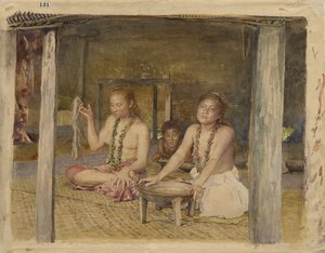 Siva mit Siakumu, die Kava im Haus von Tofae zubereiten, ca. 1893