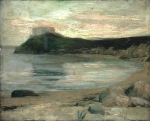 Studie des Abendlichts, Fort Dumpling, Newport Harbor von John La Farge or Lafarge