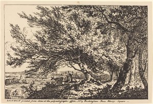 Landschaft mit Hirschen unter Bäumen von John Laporte