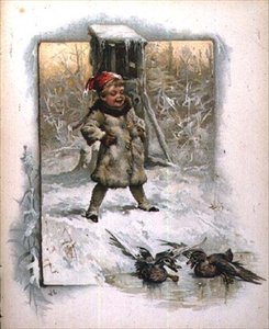 Jack Frost: Kleiner Junge beobachtet Enten auf dem Eis von John Lawson