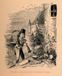 Blondel, unter den Mauern des Gefängnisses von Richard, ca. 1860 von John Leech