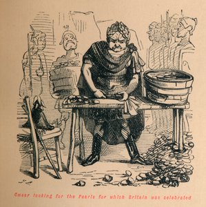 Cäsar sucht die Perlen, für die Britannien berühmt war, ca. 1860 von John Leech