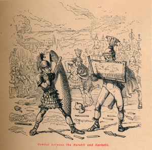 Kampf zwischen den Horatiern und den Curiatiern, 1852 von John Leech