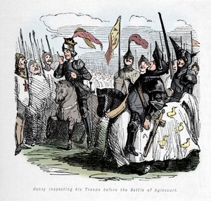 Heinrich inspiziert seine Truppen vor der Schlacht von Agincourt, um 1860 von John Leech