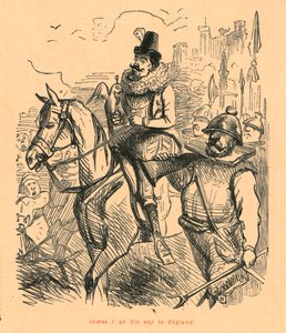 James I. auf dem Weg nach England von John Leech