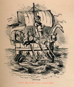 Römisches Kriegsschiff, von einer seltenen Medaille von John Leech