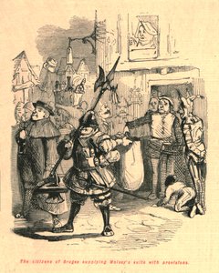 Die Bürger von Brügge versorgen Wolseys Gefolge mit Proviant von John Leech