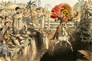 Der tapfere Curtius springt in die Schluchten von John Leech