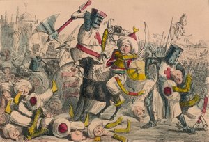 Schrecklicher Kampf zwischen Richard Löwenherz und Saladin, 1850 von John Leech and Gilbert Abbott A Beckett