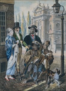 Weltliche Leute befragen Schornsteinfeger und ihren Meister vor der Christ Church..., 1811-ca. 1813 von John Lewis Krimmel