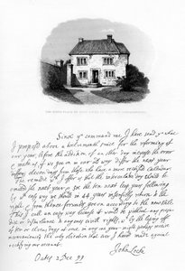 Teil eines Briefes von John Locke an Sir Hans Sloane von John Locke