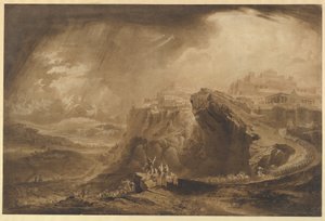 Josua befiehlt der Sonne, über Gibeon stillzustehen (Josua: 10: 12–14) von John Martin