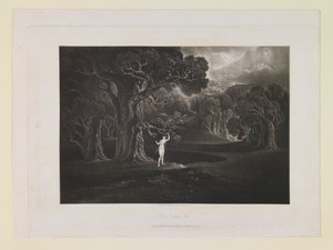 Satan versucht Eva (Buch 9, Zeile 780), aus „Das verlorene Paradies“ von John Martin