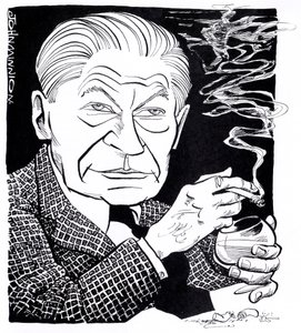 Arthur Koestler - Karikatur von John Minnion