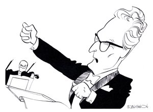 Otto Klemperer, Karikatur von John Minnion