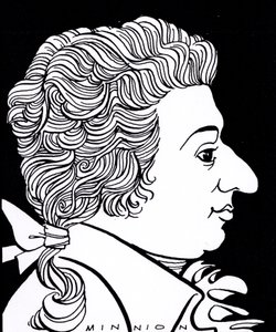 Wolfgang Amadeus Mozart, Karikatur von John Minnion