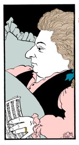 Wolfgang Amadeus Mozart, Karikatur des österreichischen Komponisten auf seinem Sterbebett