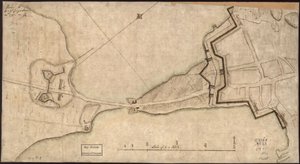 Plan des "Neck" und Befestigungen, übergeben an H.E. Gl. Gage, 30. Juni 1775