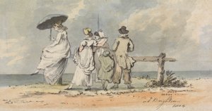 In Brighton, 1804: Drei Frauen, Kind und Mann schauen aufs Meer