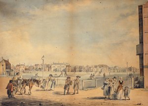 Brighton, zeigt Miss Widgetts Leihbibliothek, Marlborough House, das Castle Inn und Assembly Rooms und den Marine Pavilion, 1792 von John Nixon